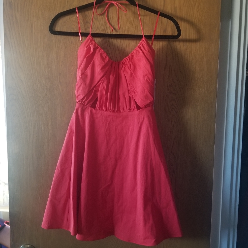 Zara red tie halter dress